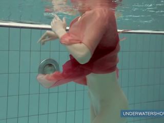 Katya Okuneva in Red Dress Pool Girl, HD Porn 1b