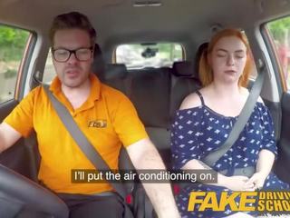 Fake Driving School charming redhead fucks in car