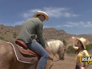 Gorgeous brunette teen slut missy stone outdoor cowboy style fuck